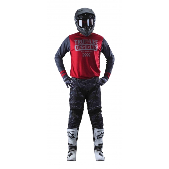 Troy Lee Designs Scout GP Jersey Peace & Wheelies burgundy dark gray XL