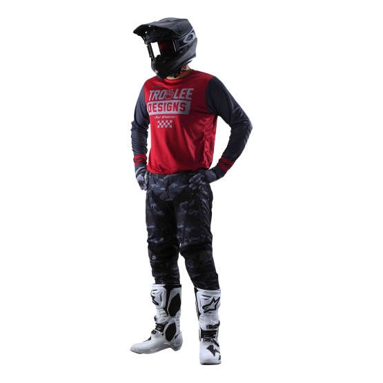 Troy Lee Designs Scout GP Jersey Peace & Wheelies burgundy dark gray XL